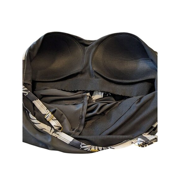 Krista Shape Solution Tankini Top Plus 3X Black White Floral Cruise Vacation - Picture 6 of 8